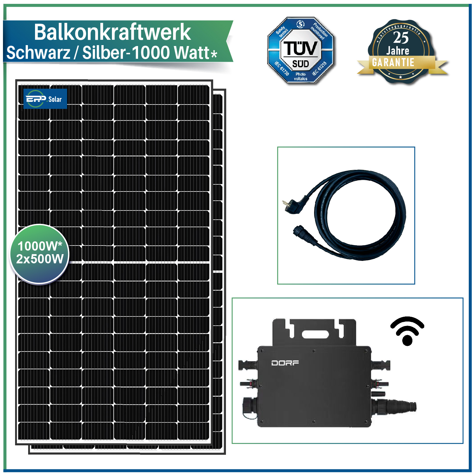 1000W / 800W Photovoltaik Balkonkraftwerk Upgradefähiger